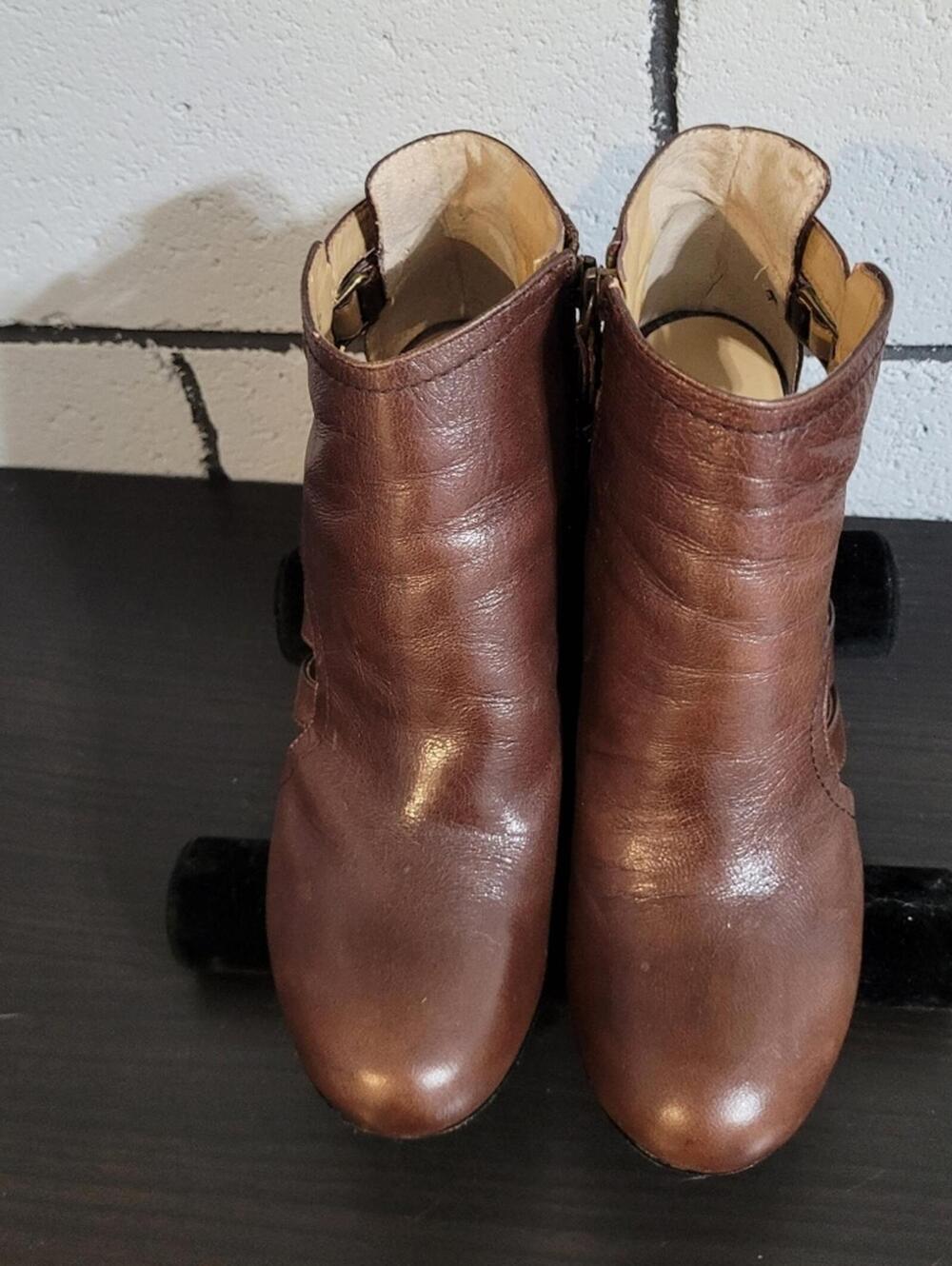 Nine West Brown Leather Ankle Boots Sz 9M - Picture 4 of 8